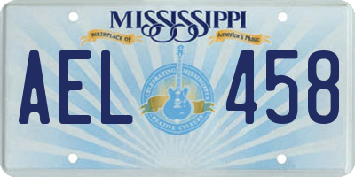 MS license plate AEL458