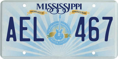 MS license plate AEL467