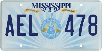 MS license plate AEL478