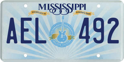 MS license plate AEL492