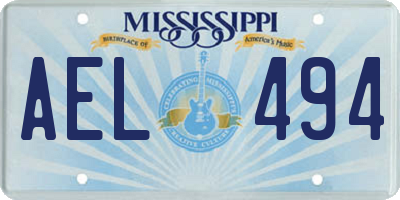 MS license plate AEL494