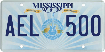 MS license plate AEL500