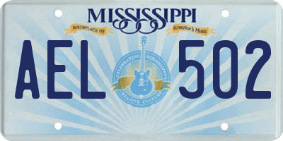 MS license plate AEL502