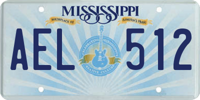 MS license plate AEL512