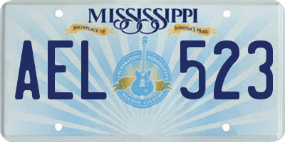 MS license plate AEL523