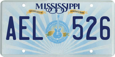 MS license plate AEL526