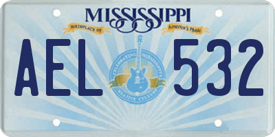 MS license plate AEL532