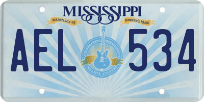 MS license plate AEL534