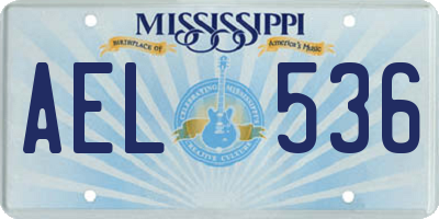 MS license plate AEL536
