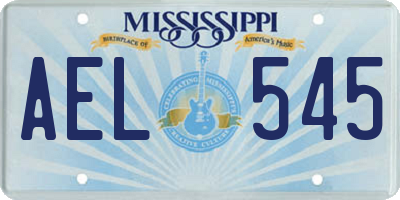 MS license plate AEL545