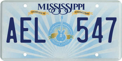 MS license plate AEL547