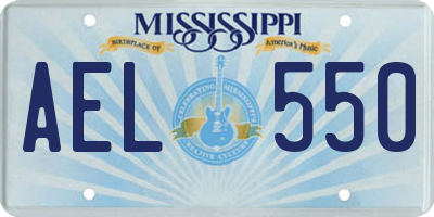 MS license plate AEL550