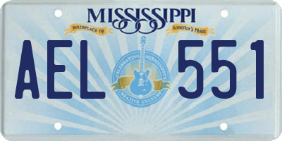 MS license plate AEL551