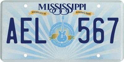 MS license plate AEL567