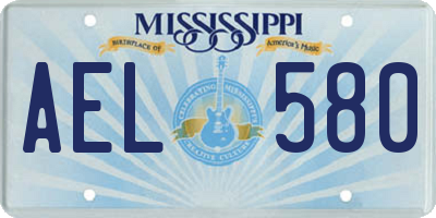 MS license plate AEL580