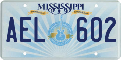 MS license plate AEL602