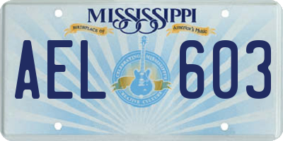 MS license plate AEL603