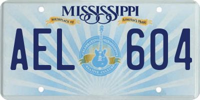 MS license plate AEL604