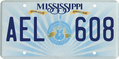 MS license plate AEL608