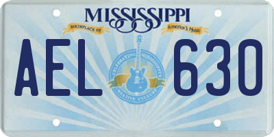 MS license plate AEL630