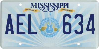 MS license plate AEL634