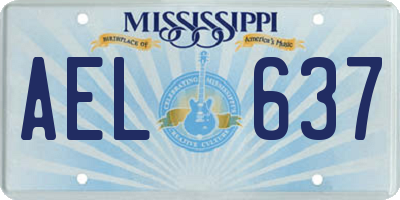 MS license plate AEL637