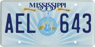 MS license plate AEL643