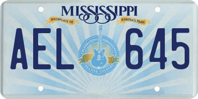 MS license plate AEL645