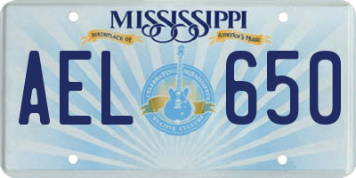MS license plate AEL650