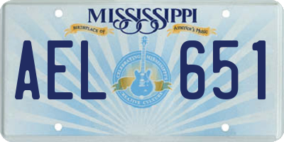 MS license plate AEL651