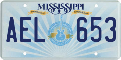MS license plate AEL653