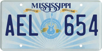 MS license plate AEL654