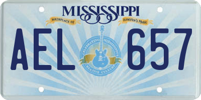 MS license plate AEL657