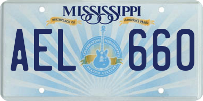 MS license plate AEL660