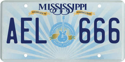 MS license plate AEL666