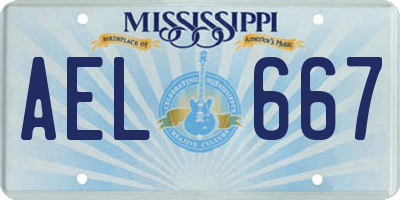 MS license plate AEL667