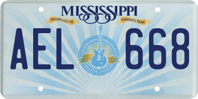 MS license plate AEL668