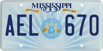 MS license plate AEL670