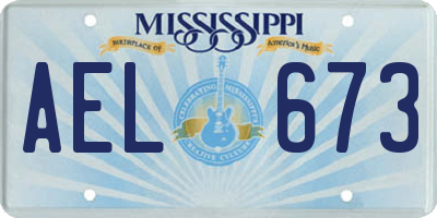 MS license plate AEL673