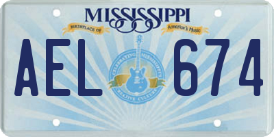 MS license plate AEL674