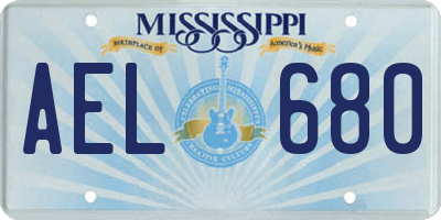 MS license plate AEL680