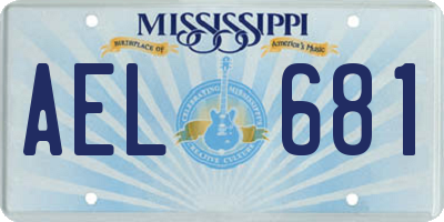 MS license plate AEL681