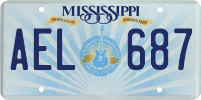 MS license plate AEL687
