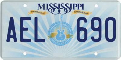 MS license plate AEL690