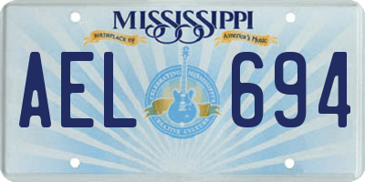MS license plate AEL694