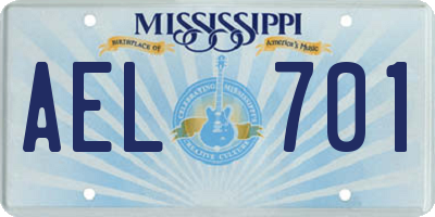 MS license plate AEL701