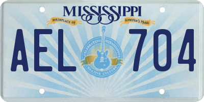 MS license plate AEL704