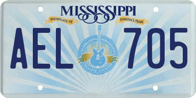 MS license plate AEL705