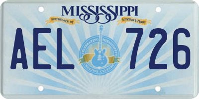 MS license plate AEL726