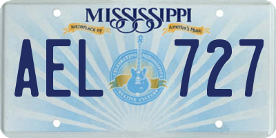 MS license plate AEL727